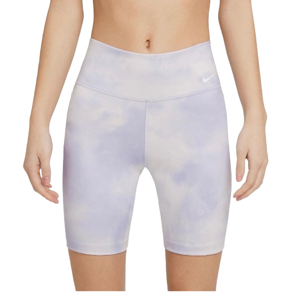 NIKE One Icon Clash Womens 7 Printed Shorts (Light Thistle/White, X-Small)
